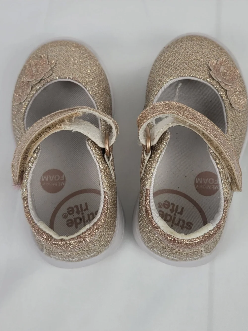 Stride Rite Girls Rose Gold Glitter Mary Jane Shoes
